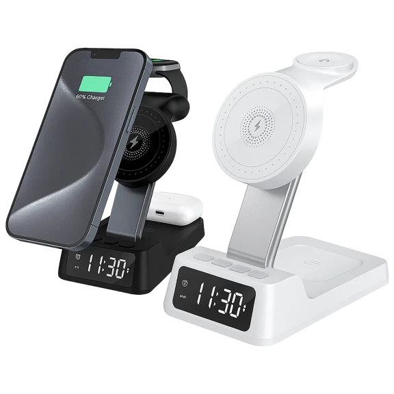 Infinite Basics 4-In-1 Wireless Charging Station with Alarm Clock