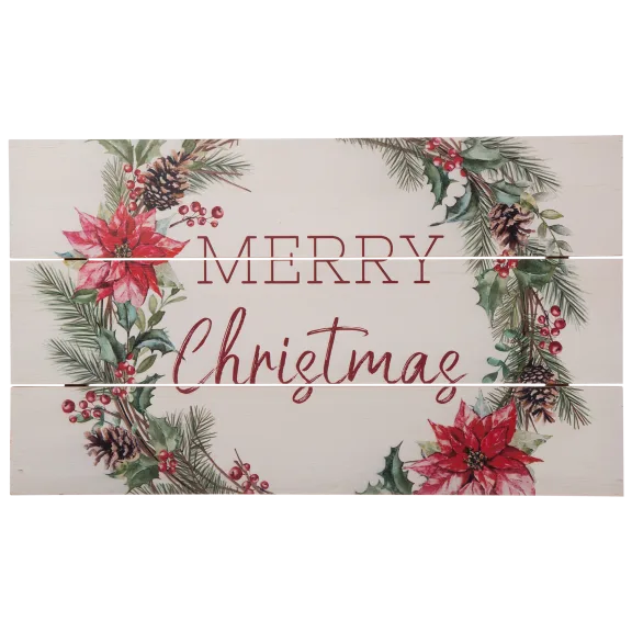 Glitzhome 24"L Wooden Merry Christmas Wall Decor