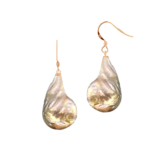 POLYNESIA COLLECTION 20mm Giant Baroque Pearl Earrings on 18K Gold Hooks