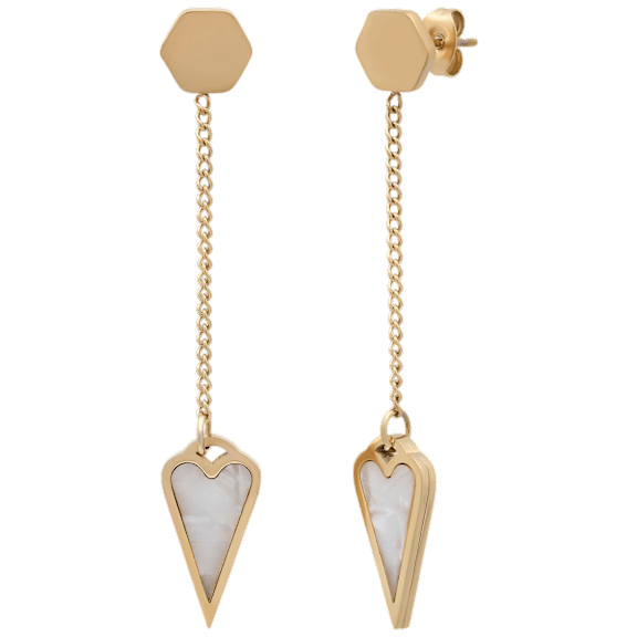 Saffron 18K Gold Plated Stainless Steel Mother of Pearl Drop Earrings