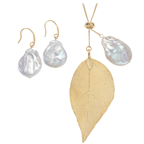 Pacific Pearls Sunshine Coast Dewdrop Pearl Necklace and Earring Set