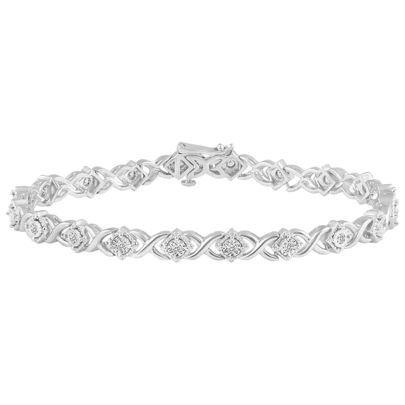 Fifth and Fine Sterling Silver 1/2 Carat T.W. Diamond "XO" Bracelet