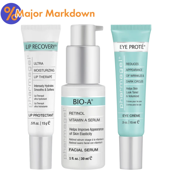 Pharmagel 3-Piece Beauty Set with Eye Cream, Bio-A Retinol Serum & Lip Recovery