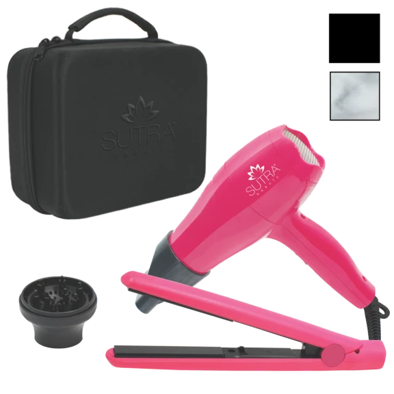 Sutra Beauty Mini Straightener + Mini Blow Dryer Set with Storage Case