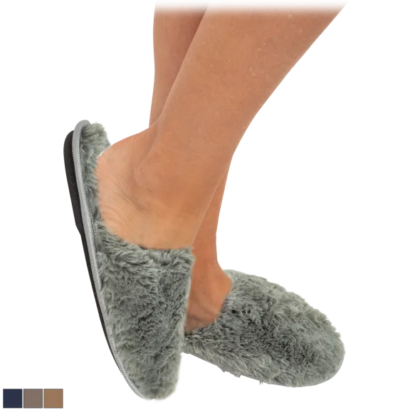 Laura Ashley Women's All Over Plush Scuff with Memory Foam In-Sock