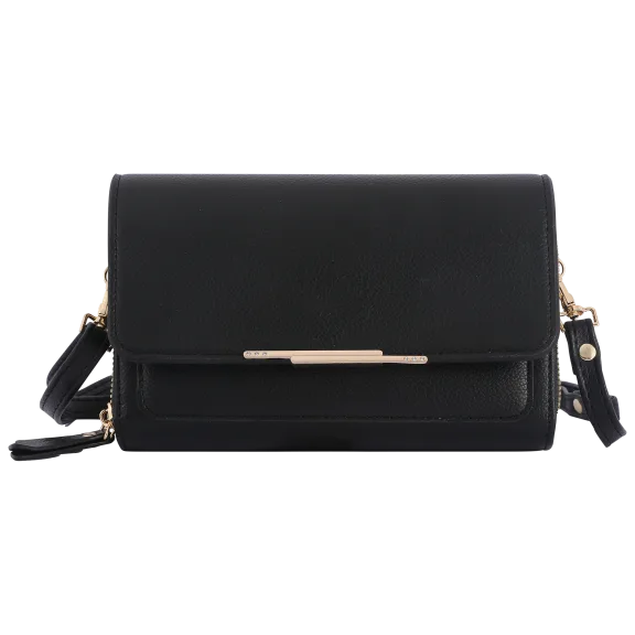 Donna & Becky Leilani Double Zipper Phone Crossbody with Metal Bar