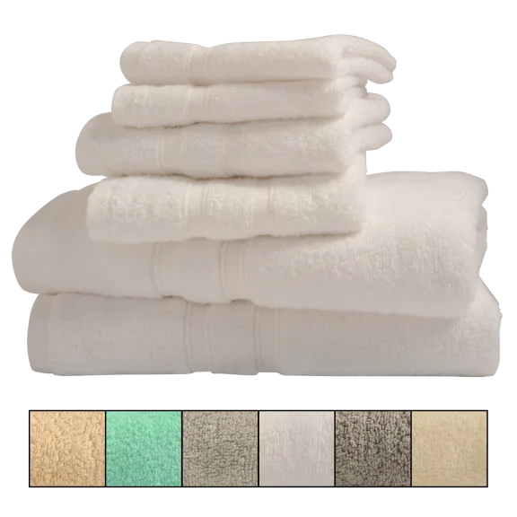 Bibb Home 6-Piece Egyptian Cotton Zero Twist Towel Sets
