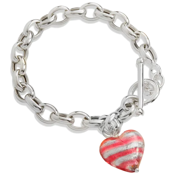 Savvy Cie Italian Sterling Silver Bold Toggle Murano Bracelet