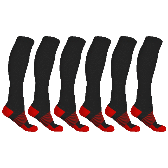 6-Pack: Ciana XFit Solid Copper-infused Knee-high Compression Socks