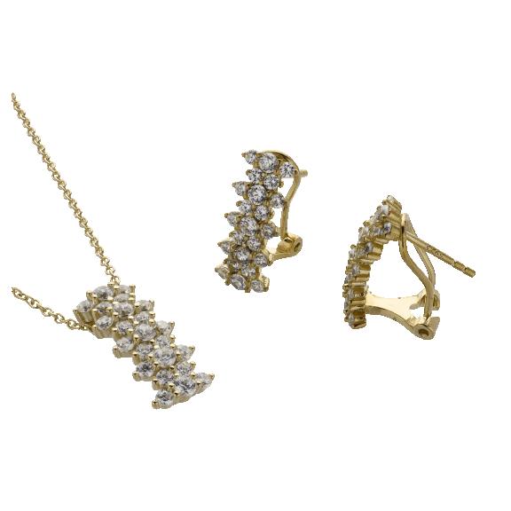 Diamond Muse Set Of Cubic Zirconia Necklace And Earrings