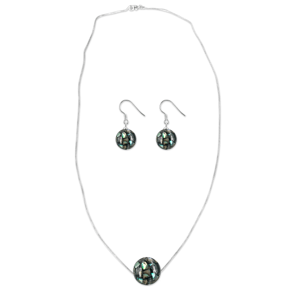 NEW ZEALAND ABALONE COLLECTION 12mm Abalone Pendant & Earring Set