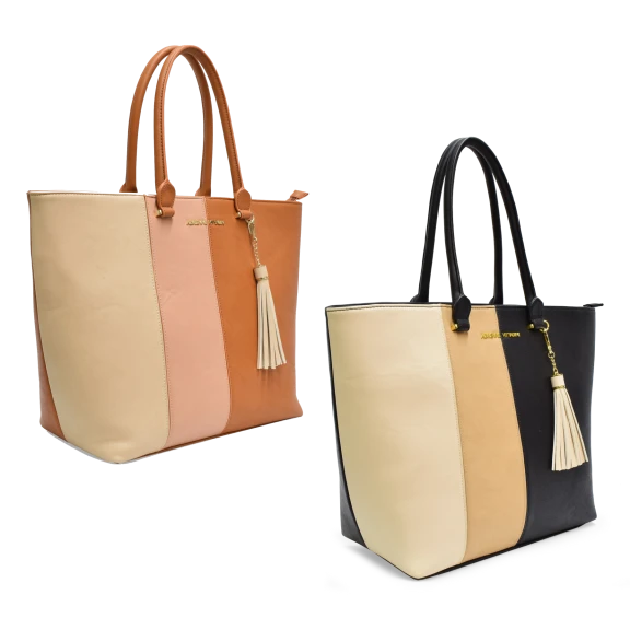 Adrienne Vittadini Color Block Tote with Tassel