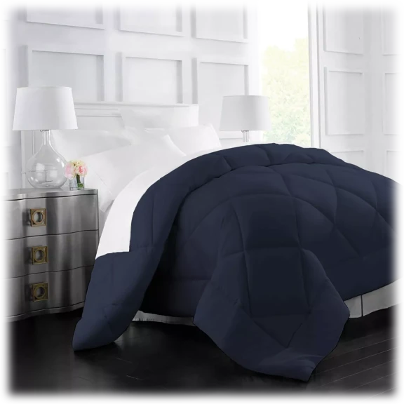 Becky Cameron Italian Luxury Down Alternative King Navy Comforter 2100 Series