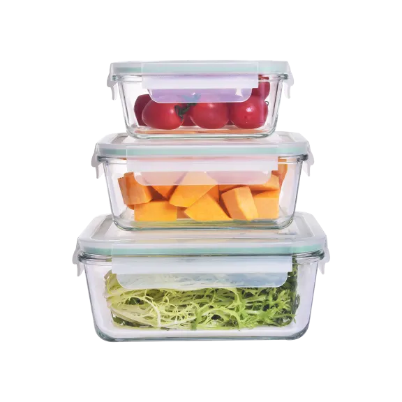 Genicook 3-Pack Rectangle Glass Food Storage Set