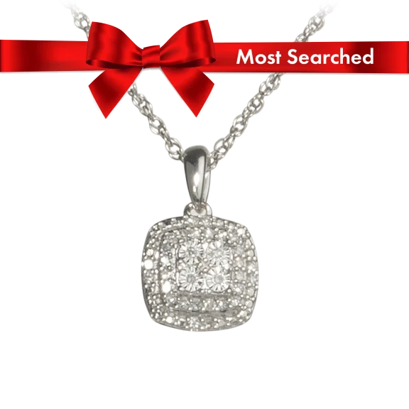 Brilliant Diamonds 1/10 Carat TW Double Halo Diamond Illusion Pendant Necklace