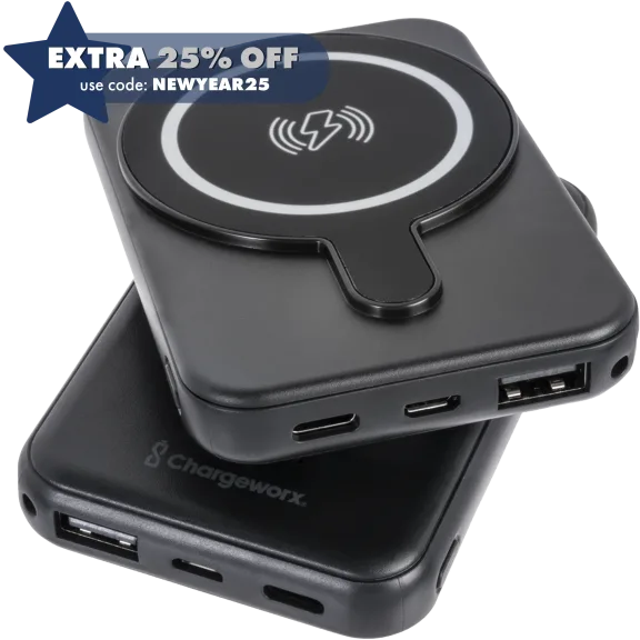 2-Pack: Chargeworx 5,000mAh Magnetic Wireless Power Bank