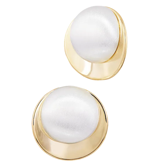 Savvy Cie Two-Tone Oval Domed Stud Earrings