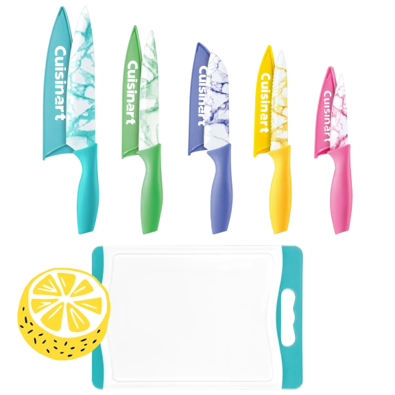 Cuisinart 5-Piece Knife Set with Matching Sheaths & Cutting Board