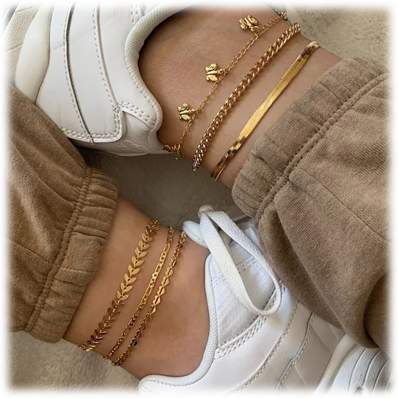 Golden NYC Jewelry 18K Gold Plated Triple Cuban Link Anklet