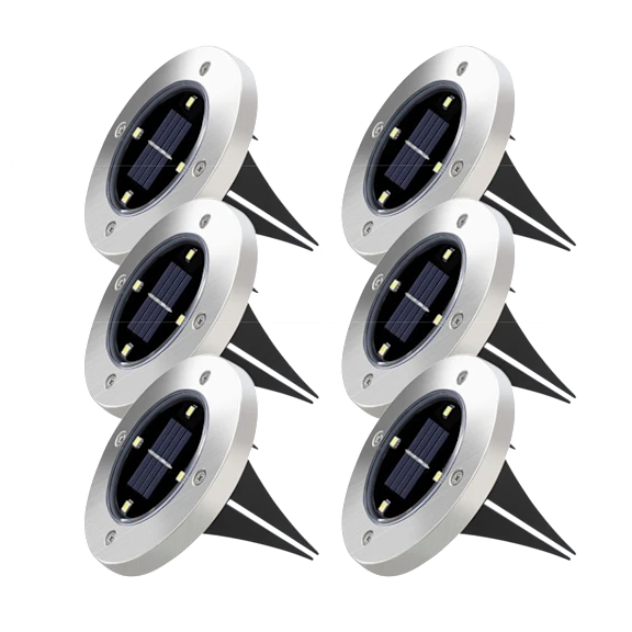 6-Pack: In-Ground Solar Pathway Lights with Bright LEDs