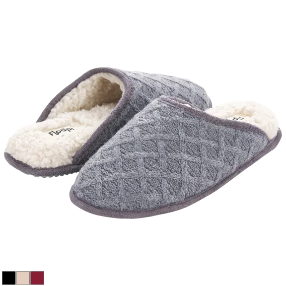 Floopi Women’s Isabel Lattice Knit Scuff Slippers