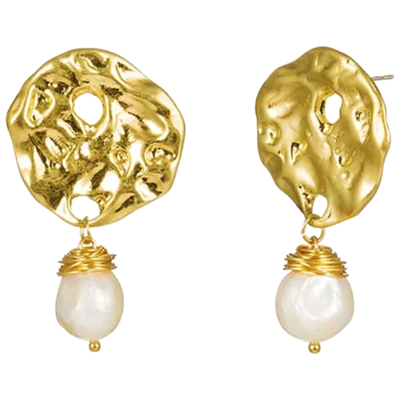 Hollywood Sensation 18K Gold Drop Earrings with Freshwater Pearls