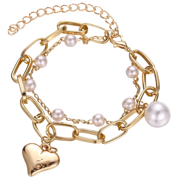 Golden NYC Jewelry Mariner Link & Pearl Bracelet Set