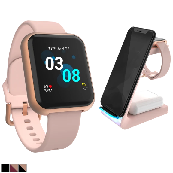 iTouch Air 3 Smartwatch and 3-in-1 Charging Stand Bundle