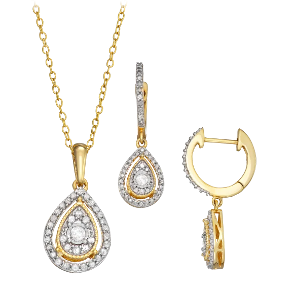 Diamond Muse 1/2 Carat TW Drop Shaped Diamond Earrings And Pendant