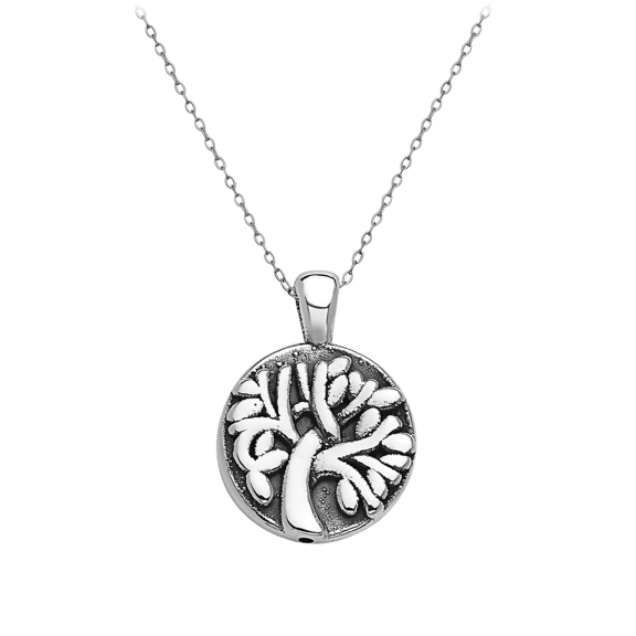 Pori Jewelers .925 Sterling Silver Detailed Coin Charm Pendant Necklace