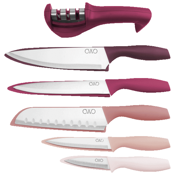 Cook with Color 5-Piece Knife Set with Sharpener