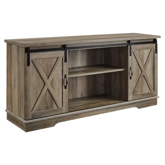 Walker Edison 58" Sliding Barn Door Modern Farmhouse Wood TV Stand
