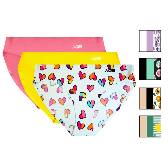 3-Pack: AQS Women's Printed Hipster Underwear