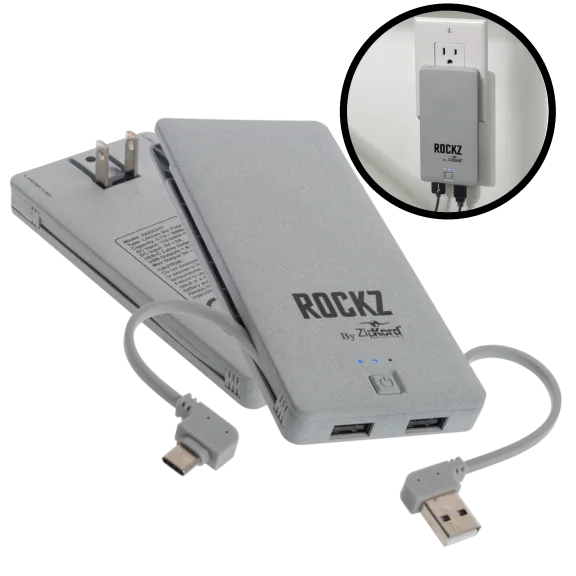 2-Pack: ZipKord 5,000mAh Power Bank with Integrated USB-C Cable & Wall Plug