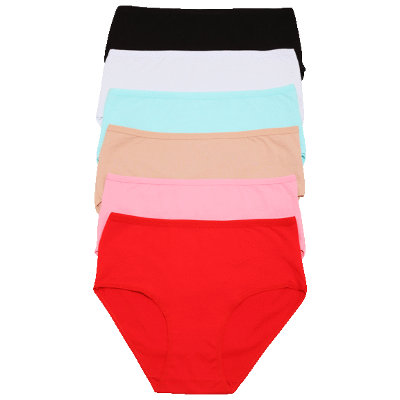 6-Pack: Angelina Cotton Classic High Waist Brief Panties