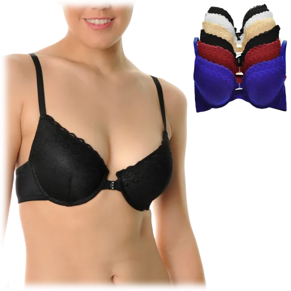 6-Pack: Angelina Wired Racerback Bra With Rhinestone Clasp