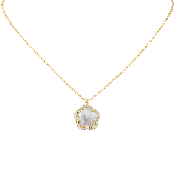 CZ by Kenneth Jay Lane 1 Carat TW Pave CZ Trim Clover Pendant Necklace