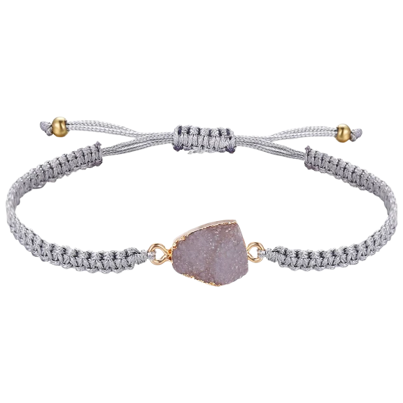Golden NYC Jewelry Braided Cord Druzy Pull Bracelet