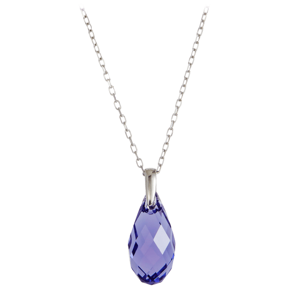 Savvy Cie Sterling Silver Large Briolete Swarovski Crystal Drop Necklace