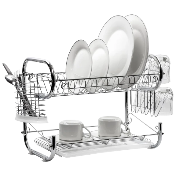 KitchenSense 2-Tier Dish Rack with Utensil Holder