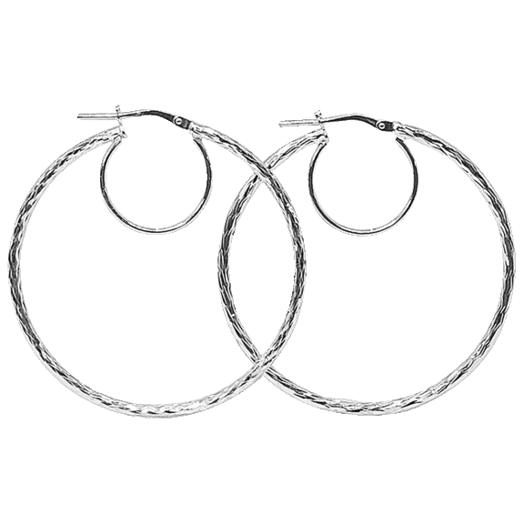 1.5" Fine Italian Diamond Cut Double Hoop Earrings