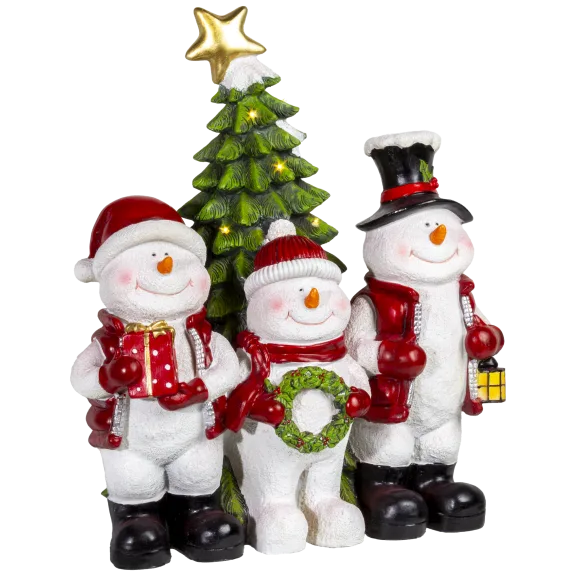 Kringle Express 20" Lit Resin Holiday Snowman Scene