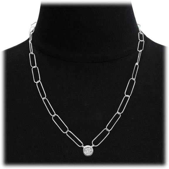 1 Carat TW Moissanite Necklace with Sterling Silver Paperclip Chain (18")