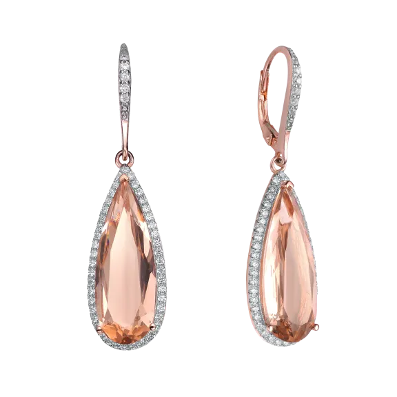 Megan Walford Rose Gold Morganite & Champagne Pear Earrings