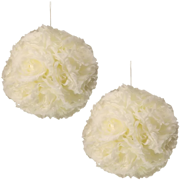2-Pack: National Tree Company 8.75" Glittered Rose Ball with Hanging Ropes