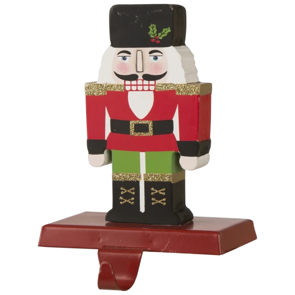 Glitzhome 7.00"H Wooden/Metal Nutcracker Stocking Holder