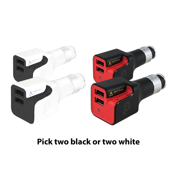 2-Pack: iQu Ionic Car Air Purifier & Dual USB Charger