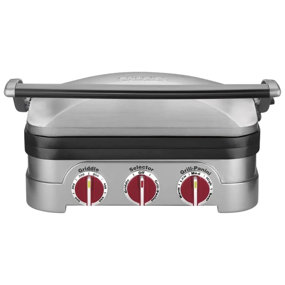 Cuisinart 5-Function Griddler w/ Red Dials (Damaged Box, First Quality Product)