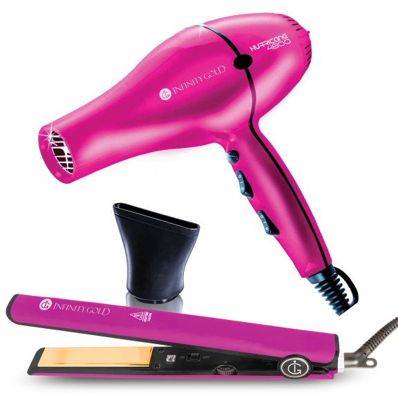 Infinity Gold Blow Dryer with 1" Flat Iron & Concentrator