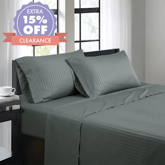 Bibb Home 1500 Series Damask Striped Sheet Set